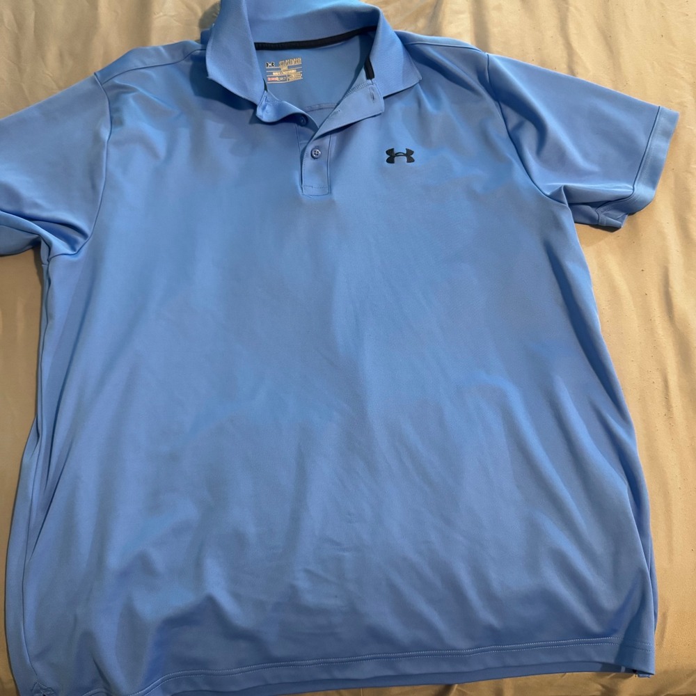 Under Armour Mens Heatgear Loose Fit Polo Shirt Light Blue 2XL Short Sleeve